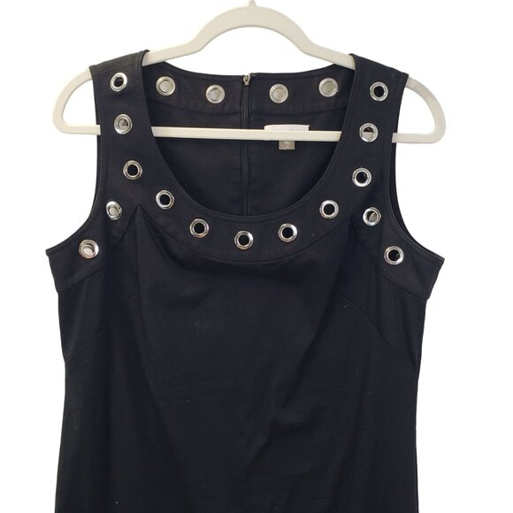 Calvin Klein Grommet Embellished Black Shift Dress Size 10 - Picture 4 of 6